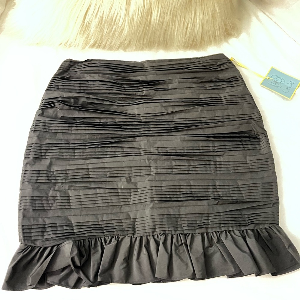 CeCe Black Ruffled Pencil Skirt